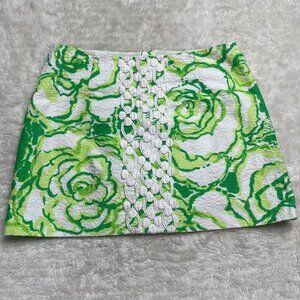 Lilly Pulitzer 99630 Tate Skirt Heart Breakers Green White Floral Lace Mini 2